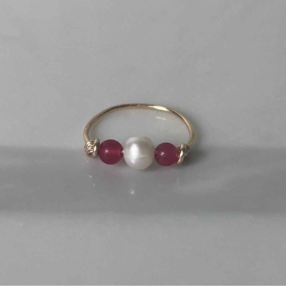 Custom Gold Handmade ring gemstone and pearls - Natural Ruby, Emerald, Sapphire - Picture 7 of 9